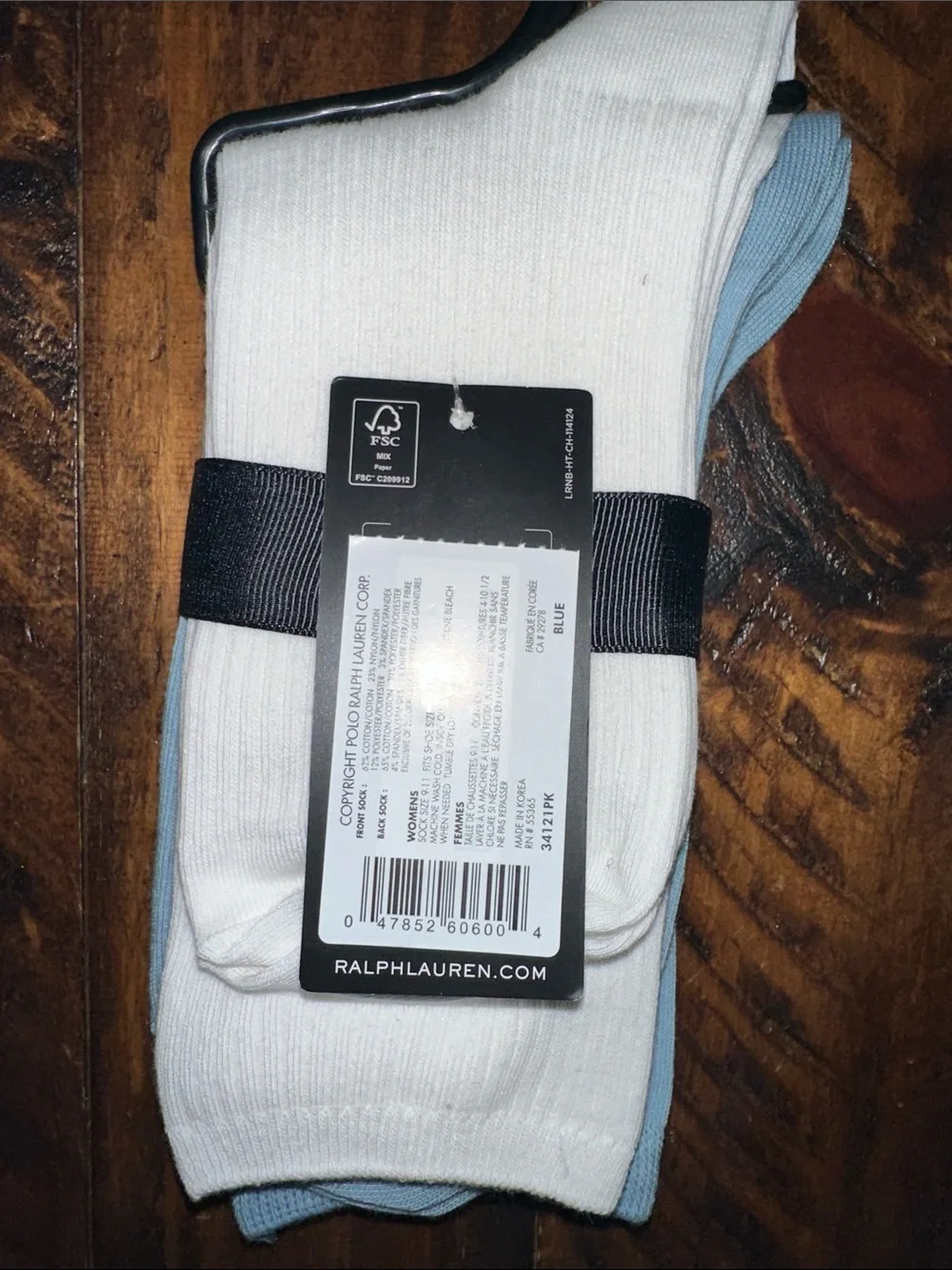 Lauren Ralph Lauren Dog Embroidery Blue Crew Socks NWT Fits Shoe 4-10.5 2pk